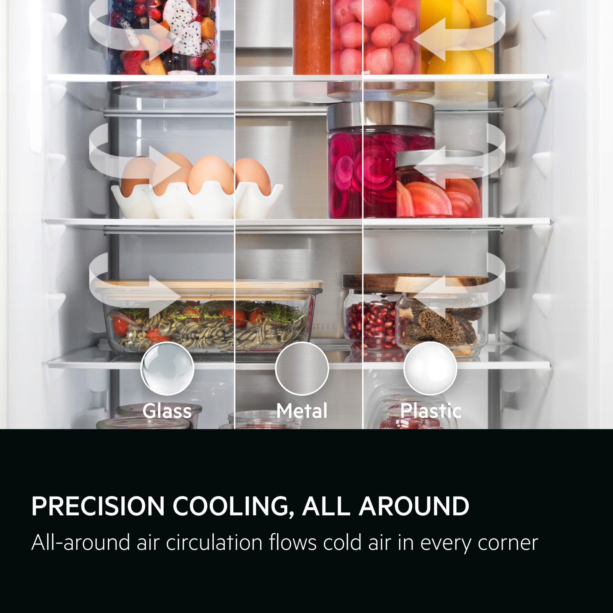 Precision cooling, all around. All-around air circulation flows cold air in every corner.