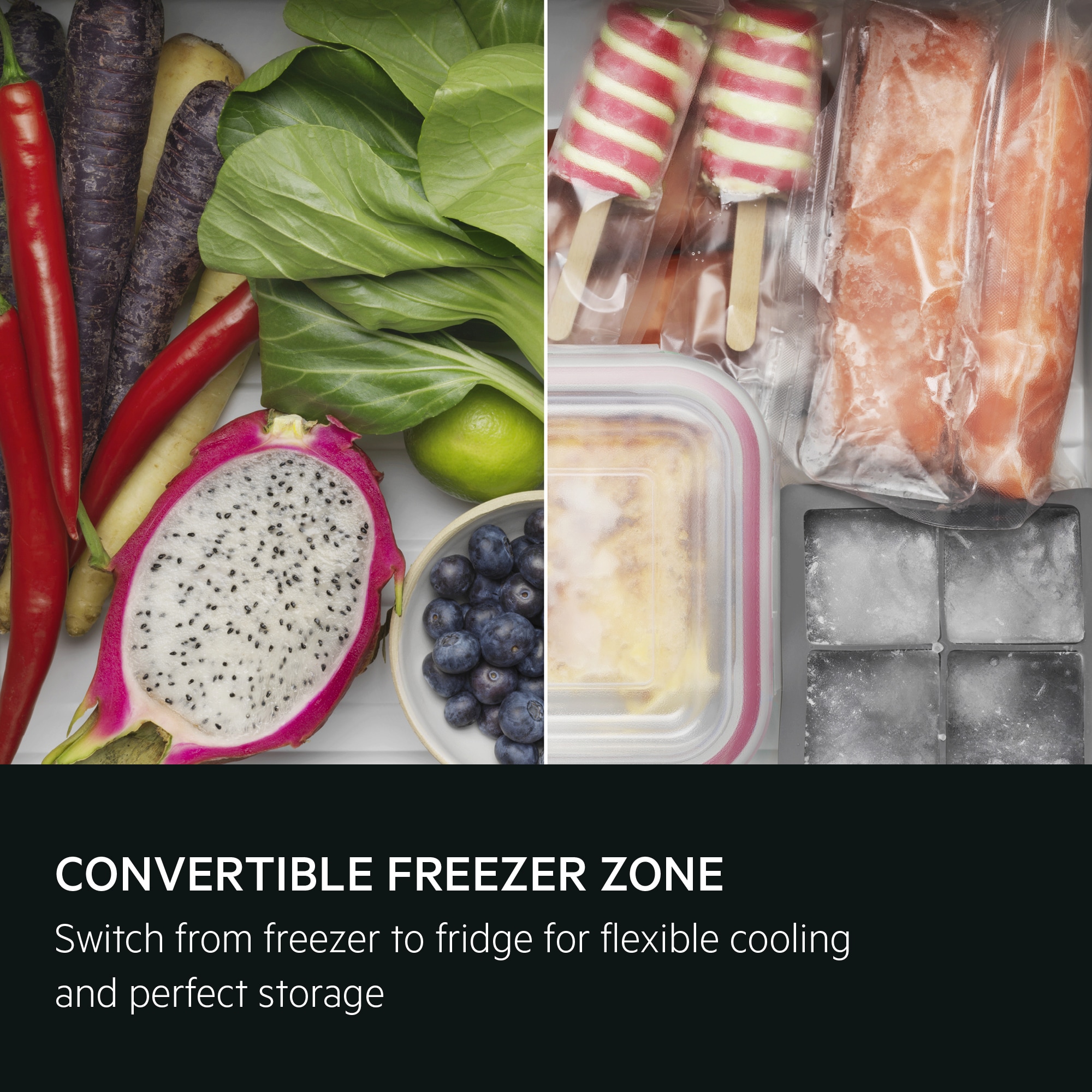 -20°C to 5°C flexible freezer zone.