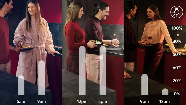 Collage of three images showing a couple in a kitchen.