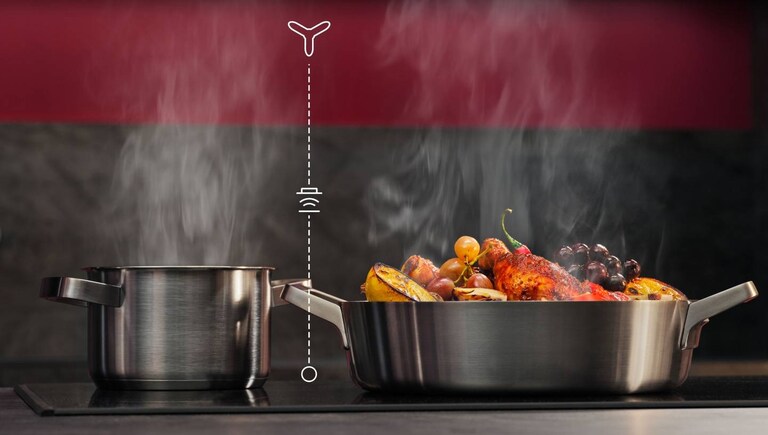Food cooking on a stove.