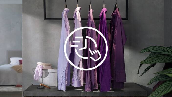 30 cycle icon and purple clothes  on hangers