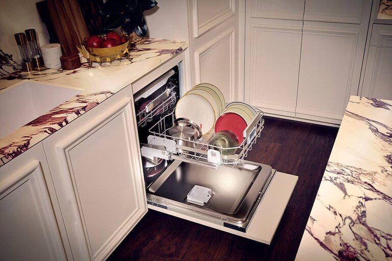Dishwasher in Kitchen with its door open